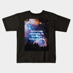 Trying and failing - motivational book quote Kids T-Shirt